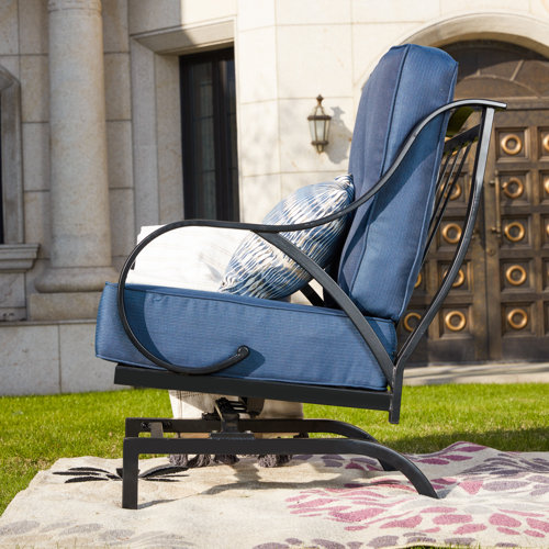 Charlton Home® Outdoor Sigmund Rocking Metal Chair with Cushions